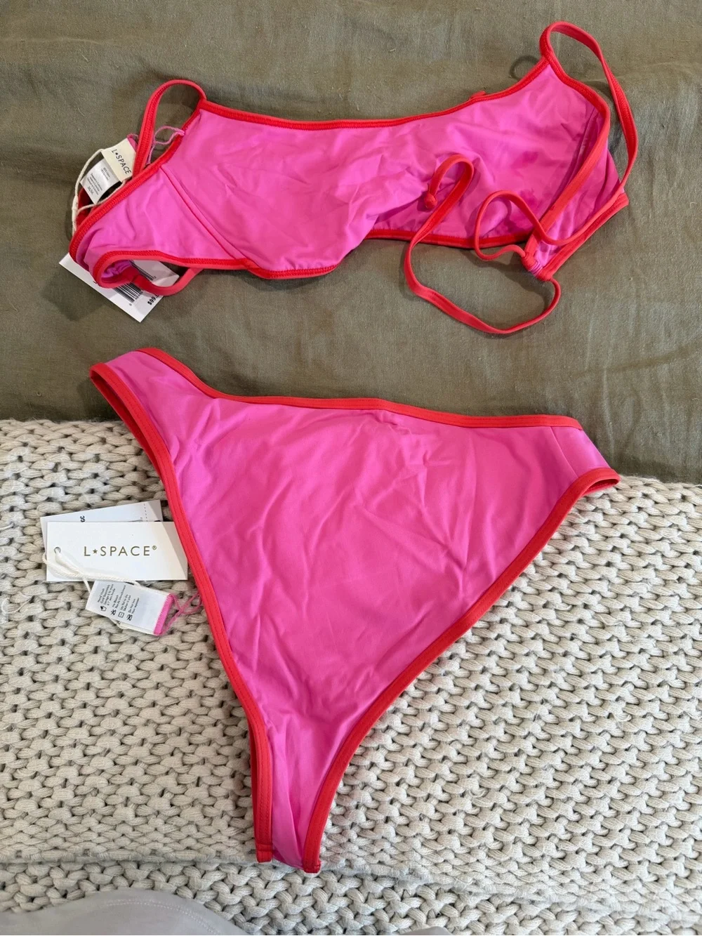 LSPACE Bikini Top and Bottom in Bubblegum & Grapefruit - M